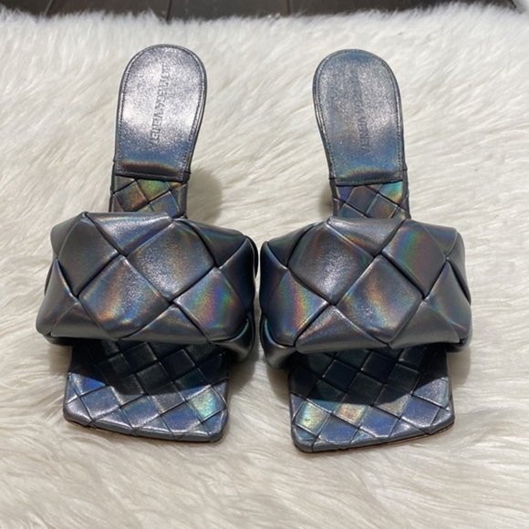 New Bottega Veneta Lido woven high‎ heel slide sandal size 37EU - Picture 12 of 15